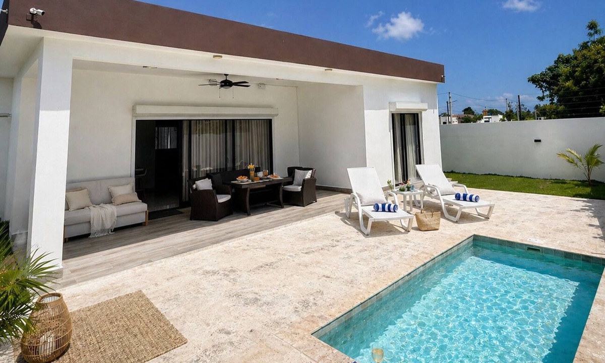 Higuey Villa | Modern 2BR Villa with Private Pool, Starlink WiFi, Security, Near Macao Beach