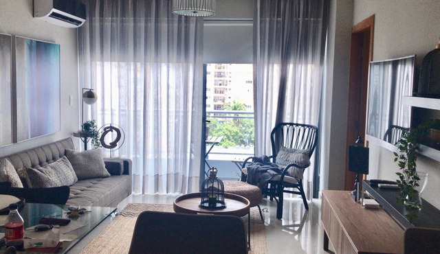 1 Br, 3 guests, Wifi, air cond, elevator, Jacuzzis, Gym, kids area, cinema, safe in Ensanche Naco